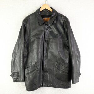 Ciro Citterio Leather Jacket Mens Extra Large Black Button Up Lined Vintage 80s